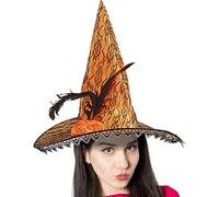 Chapeau d'Halloween, costume de magicien pour adulte avec bord en dentelle pour Halloween - Costume de sorcière d'Halloween pour femme