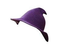 Chapeau d'Halloween d'automne et d'hiver à haut pointu de couleur unie amusant à grand bord tricoté lavable (violet, taille unique)