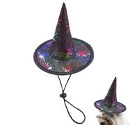 Chapeau d'Halloween pour chat, costume de sorcière d'Halloween pour chiens - Couvre-chef en maille avec sangle réglable sur le thème des vacances pour fête en plein air