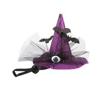 Chapeau d'halloween pour Chat - Costume de Sorcière pour Animal de Compagnie,Couvre-Chef Design Œil de Chauve-Souris avec Bandes Élastiques Réglables pour Grandes Races Cosplay Extérieur
