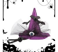 Chapeau d'Halloween pour chien | Déguisement d'Halloween pour animaux de compagnie avec motif chauve-souris avec yeux et sangle réglable pour cosplay et fêtes de Noël