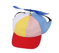Chapeau D'hélice pour Animaux De Compagnie - Casquette De Baseball Réglable, Motif Hélicoptère Arc-en-, Dessus Amovible, Ajustement avec Trou d'oreille | Chapeau De D'extérieur Au Design Mo