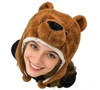 Chapeau d'hiver animal - Chapeau animal de dessin animé, écharpe d'animaux mignons | Casquette épaisse et chaude pour l'hiver mignon chien tricoté avec doublure en polaire | Petit ours en peluche