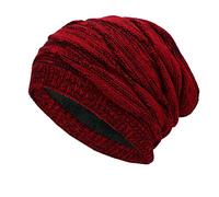 Chapeau d'hiver chaud en tricot torsadé doux et épais pour temps froid, chapeau châtaignier, Rouge, Taille unique