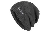 Chapeau d'hiver en duvet pour homme et femme - Couleur unie - Style décontracté - Cache-oreilles - Grande tête, gris foncé, Taille unique