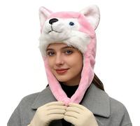Chapeau d'hiver en forme d'animal - Bonnet doux et chaud avec sangles d'oreilles | Chapeau d'animal de dessin animé | Pour randonnées, fête, automne, Nouvel An, quotidien, intérieur, extérieur