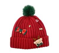 Chapeau d'hiver en laine épaisse pour femme - Polyvalent - Grande circonférence de la tête - Petit bonnet tricoté - Lunettes de chaleur, Rouge, M