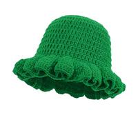 Chapeau d'hiver en pour Femme épais pour Snowboard Dames Chapeaux de Seau en Fausse Fourrure Hiver Bob Femme Chauds Peluche Bonnet Dentelle avec Bord à Volants Chapeau de Seau (Green, One Size)