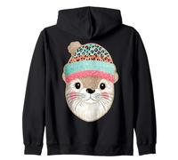 Chapeau d'hiver Mignon Visage de Loutre Sweat à Capuche