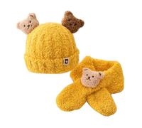 Chapeau D'hiver Pour Bébé Écharpe De Cou Pour Nourrissons Filles Et Garçons En Peluche Ours Mignon Bonnet Chaud Foulard Fournitures Pour Bébé Bonnet Tricoté Chaud D'hiver