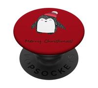 Chapeau d'hiver pour bébé Pingouin Rouge avec Pompon Souriant PopSockets PopGrip Adhésif