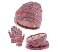 Chapeau d'hiver pour Enfants - éCharpe Gants Ensemble Enfant 3En1 Bonnet ImperméAble en Polaire NœUd Mignon Laine Beanie Chaud d'hiver pour BéBé Enfant Ensemble Chapeau ÉCharpe Cadeau pour Enfant