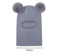 Chapeau D'hiver Pour Enfants, Garde Au Chaud, Protection Complète, Décor De Boule En Peluche, Tricoté Épais, Casquette D'activités De Plein Air Pour Enfants, Couvre-Chef Unisexe Pour Temps Froid-Gris