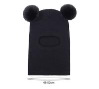Chapeau D'hiver Pour Enfants, Garde Au Chaud, Protection Complète, Décor De Boule En Peluche, Tricoté Épais, Casquette D'activités De Plein Air Pour Enfants, Couvre-Chef Unisexe Pour Temps Froid-Noir