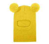 Chapeau D'hiver Pour Enfants, Garde Au Chaud, Protection Complète, Décor De Boule En Peluche, Tricoté Épais, Casquette D'activités De Plein Air Pour Enfants, Couvre-Chef Unisexe Pour Temps Froid-Jaune