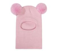 Chapeau D'hiver Pour Enfants, Garde Au Chaud, Protection Complète, Décor De Boule En Peluche, Tricoté Épais, Casquette D'activités De Plein Air Pour Enfants, Couvre-Chef Unisexe Pour Temps Froid-Rose