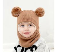 Chapeau D'hiver Pour Enfants, Garde Au Chaud, Protection Complète, Décor De Boule En Peluche, Tricoté Épais, Casquette D'activités De Plein Air Pour Enfants, Couvre-Chef Unisexe Pour Temps Froid-Kaki