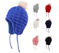 Chapeau d'hiver pour tout-petits, enfants et bébés. Bonnet tricoté avec rabats d'oreilles, doublé de polaire, chaud et confortable pour les garçons et les filles L(2-4 ans),S(6-12M),M(1-2A)UnicoloreAc