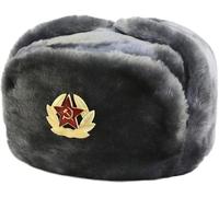 Chapeau d'hiver russe pour homme | Chapeau Ushanka en fausse fourrure avec cache-oreilles et épingle militaire décorative | Chapeau de ski de style soviétique parfait pour les longues nuits d'hiver