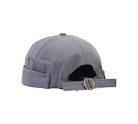 Chapeau docker à revers roulé brodé port sans bord casquette de crâne réglable Hip-Hop marin pour l'extérieur Chapeau docker pour enfants, Bleu brouillard., Taille unique