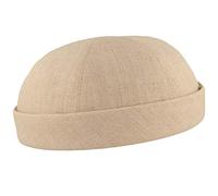 Chapeau Docker pour homme 100 % lin - Fabriqué à la main - Fabriqué en Allemagne - Confortable et léger à porter - Beige - 58 cm