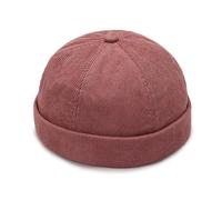 Chapeau docker unisexe en velours côtelé - Bonnet de marin sans bord avec boucle en métal réglable rétro pour homme et femme, rose, taille unique