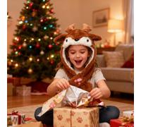Chapeau d'oreille animé en peluche - Accessoire de tête de Noël mobile et lumineux - Costume d'oreille festif activé par le mouvement pour les fêtes - Chapeau interactif pour festivals de musique