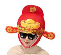 Chapeau du Dieu chinois de la richesse - Peluche PP coton 57-60 cm | Casque de cosplay pourfête du printemps, nouvel an, mascarade, carnaval, accessoire photo, accessoire de fête | Costume d'Hallo