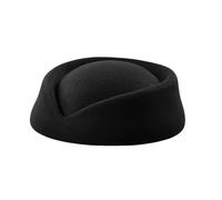 Chapeau d'uniforme formel d'hôtesse de l'air pour femme avec corde, Noir , taille unique
