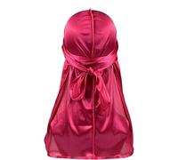 Chapeau Durag à longue queue pour homme - Confortable - Séchage rapide - Pirate - Pour tresse, dreadlocks, gestion du foulard, rose rouge, Taille unique