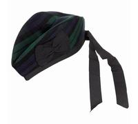 Chapeau écossais Glengarry | Casquette militaire écossaise | Élégance écossaise traditionnelle | Piper Bonnet Kilt Tartan Cap, montre noire, 56