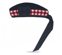 Chapeau écossais Glengarry de FITWORTH Laine écossaise Piper Bonnet Noir avec Rouge, Blanc, Noir Découpé Cap Highland Scots 4 Jupes Baguette militaire Bagpipe Torrie en haut HAT doux, S