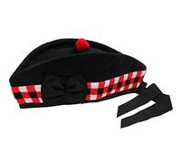 Chapeau écossais style cornemuseur 100 % pure laine Glengarry, noir - - multi