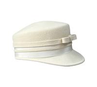 Chapeau élégant en laine avec ceinture en forme de nœud respirant et élégant pour les vacances, le soleil occidental et le soleil panama pour femmes, Blanc laiteux, Taille unique