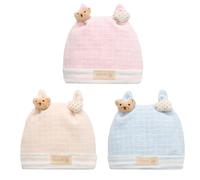 Chapeau En Coton Pour Bébé De 0 À 3 Mois, Bonnet Chaud Avec Dessin Animé Ours Étoiles, Mignon Pour Garçons Et Filles, H3cd