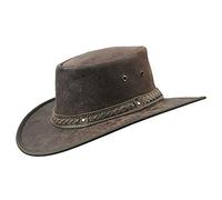 Chapeau en cuir de kangourou Barmah 1018 Kangaroo Crackle / marron - Marron - Large