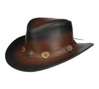 Scippis Tombstone Chapeau en Cuir pour Homme Chapeau de Cowboy, Marron, S