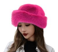 Chapeau en Feutre Chapeau Épais Chaud Synthétique Bonnet Mongolie de Luxe pour Femmes, Nouveau Bonnet d'hiver Polyvalent pour Femmes et Filles Bonnet Bordeaux Femme, Rose, taille unique