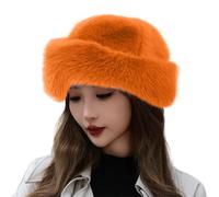 Chapeau en Feutre Chapeau Épais Chaud Synthétique Bonnet Mongolie de Luxe pour Femmes, Nouveau Bonnet d'hiver Polyvalent pour Femmes et Filles Bonnet Bordeaux Femme, Orange, taille unique