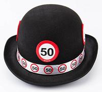 Chapeau en feutre "Panneau de limitation de vitesse - 50 ans", Noir