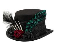 Chapeau en laine avec main squelette sombre série fleur décoration pour Halloween, bal masqué, fête, accessoire de costume, chapeau steampunk réglable