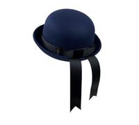 Chapeau en laine avec nœud papillon pour parent et enfant - Élégant - Rond - Décontracté - Automne - Pour la famille - Style élégant, Chapeau bleu marine avec pur b, S