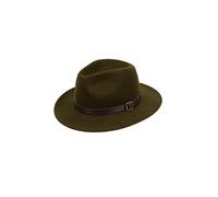 Chapeau en laine Skogen avec bandeau en cuir Vert olive 57