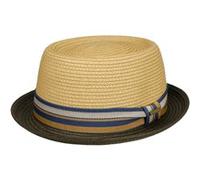 STETSON Chapeau en Paille Licano Toyo Pork Pie Femme/Homme - de Plage Soleil avec Doublure, Ruban Gros Grain Été Printemps-été - L (58-59 cm) Olive
