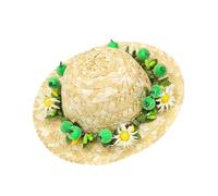 Chapeau en Paille Tressée pour Chien Fleur Verte S Petit | Accessoire Photo et Déguisement, Forme Fleur, Matière Paille, Adapté aux Chiens et Chats