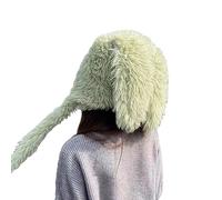 Chapeau en peluche pour étudiants adultes coupe-vent hiver forme épaisse garde au chaud ski cyclisme mignon drôle chapeau animal casquette drôle pour enfants, vert clair, Taille unique