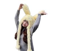 Chapeau en peluche pour étudiants adultes coupe-vent hiver forme épaisse garde au chaud ski cyclisme mignon drôle chapeau animal casquette drôle pour enfants, jaune, Taille unique