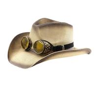 Chapeau en polyester respirant résistant au soleil avec lunettes et motifs de peinture couleur détresse pour les amateurs de mode, festival de musique, Spray café beige p, Taille unique