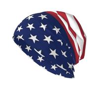 Chapeau en tricot avec imprimé drapeau américain étoiles et rayures Casual, drôle et tendance, motif personnalisé, unisexe, noir