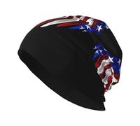 Chapeau en tricot chaud avec motif aigle patriotique des États-Unis : facilement assorti pour la maison, le quotidien, les voyages et le ski Noir